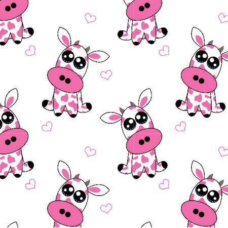 Fabric 23478 | Strawberry cow -  White and pink