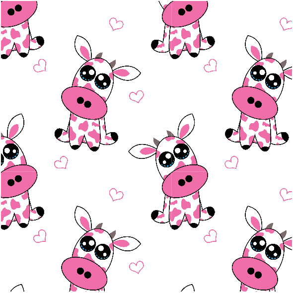 Tkanina 23478 | Strawberry cow -  White and pink