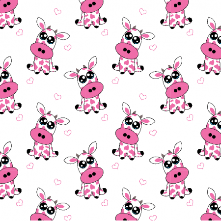 Fabric 23479 | Strawberry cow -  White and pink
