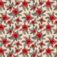 Fabric 23892 | Tropikalny kwiatowy wzór. Czerwone hibiskusy i tropikalne liście palmy na łososiowym tle