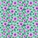 Fabric 23897 | Tropikalny wzór. Fioletowe hibiskusy i tropikalne liście na turkusowym tle