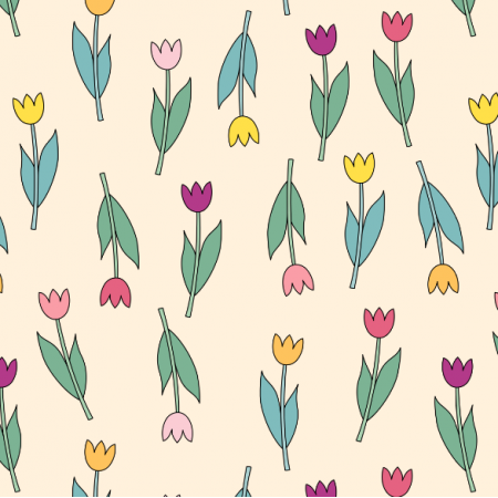 23921 | tulipany rózowe, fioletowe, zółte i pomarańczowe na pastelowym tle