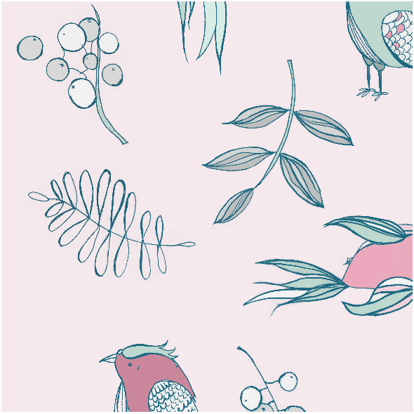 Tkanina 2535 | Różowe ptaki