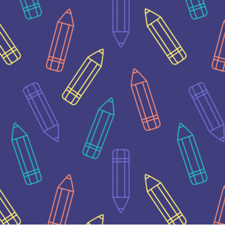 Tkanina 24019 | Kolorowe kredki na granatowym tle. dziecięcy wzór