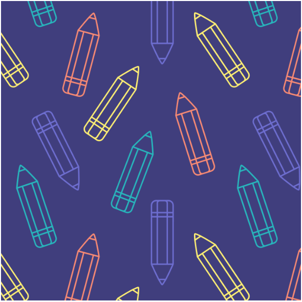 Tkanina 24019 | Kolorowe kredki na granatowym tle. dziecięcy wzór