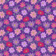 Fabric 24067 | Kwiaty kosmos różowe i fioletowe na ciemno-fioletowym tle