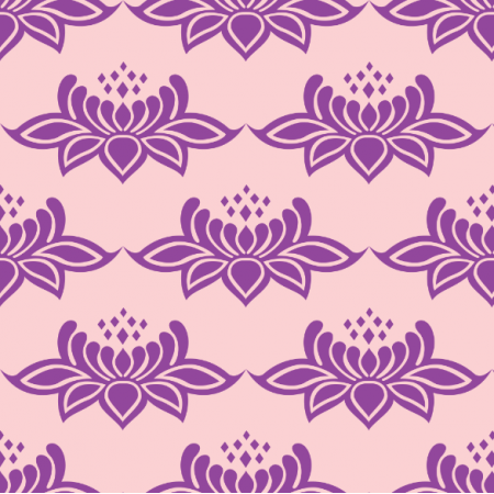Tkanina 24078 | ORNAMENTALNY WZÓR fioletowe KWIATY NA jasno-różowym TLE