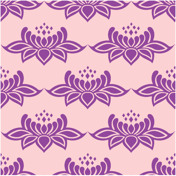 Fabric 24078 | ORNAMENTALNY WZÓR fioletowe KWIATY NA jasno-różowym TLE