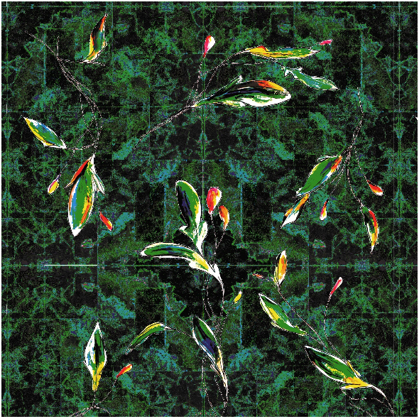 Fabric 24101 | leaves on the green carpet