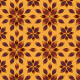 Fabric 24198 | Rozety z jesiennych liści na zółtym tle