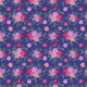 Tkanina 24368 | Kwiaty kosmos różowe i fioletowe na granatowym tle