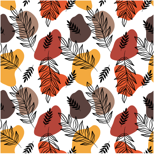 Fabric 24538 | JESIENNY WZÓR. LIŚCIE NA TLE KSZTAŁTÓW