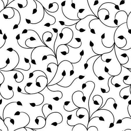 Tkanina 24561 | Biało-czarny floresy z liśćmi
