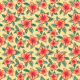 Fabric 24563 | Pomarańczowe hibiskusy z liśćmi palmy na żółtym tle