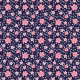 Fabric 24616 | Różowe kwiatki z gałązkami na granatowym tle