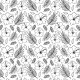 Fabric 24638 | Tropikalny kwiatowy wzór. Biało-czarne hibiskusy i liście palmy0