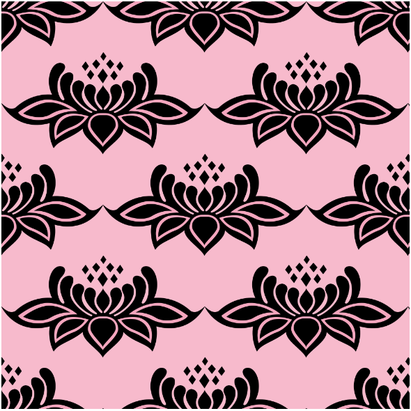 Fabric 24897 | KWIATOWY WZÓR, ORNAMENTALNY WZÓR RÓŻOWE KWIATY NA różowym TLECzarne0