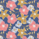 Tkanina 25134 | Akrylowe kwiaty na Granatowym tle