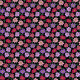 Tkanina 25232 | Różowe i filetowe Kwiaty kosmos na czarnym tle. kwiatowy wzór bezszwowy