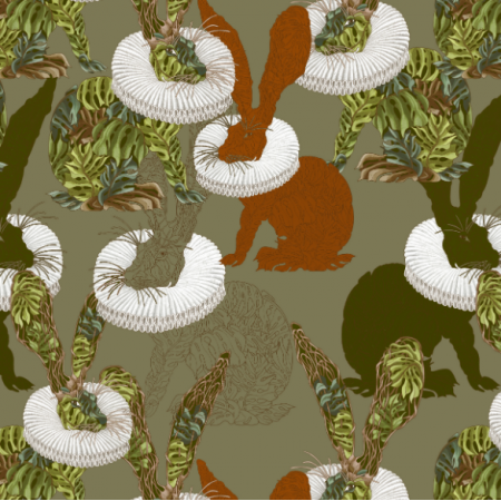 Tkanina 25430 | Monstera's Hare green
