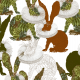 Tkanina 25431 | Monstera's Hare white