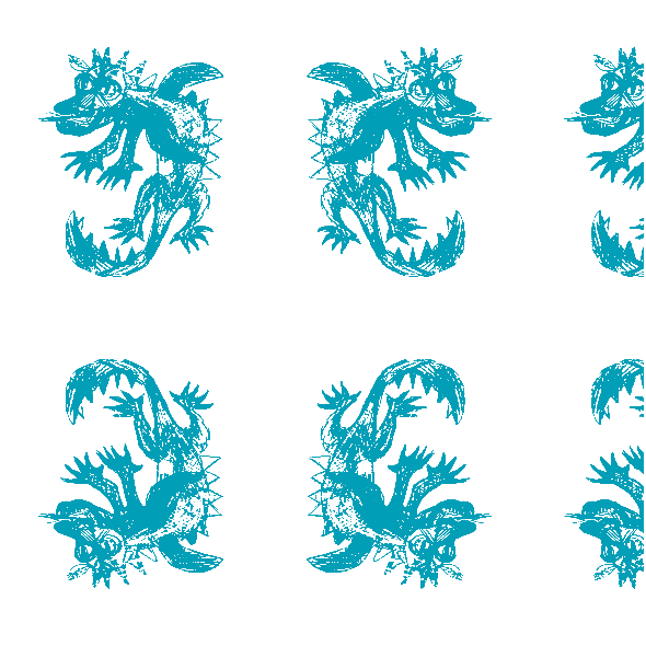 Fabric 25541 | Dragon white turquoise pattern 1
