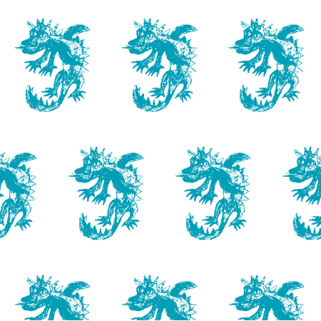 Tkanina 25542 | Dragon white turquoise pattern 2