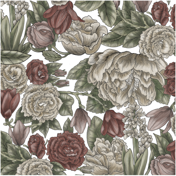 Fabric 25594 | English flowers on white