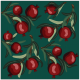 Fabric 25623 | Czerwone Granaty na Zielonym Tle