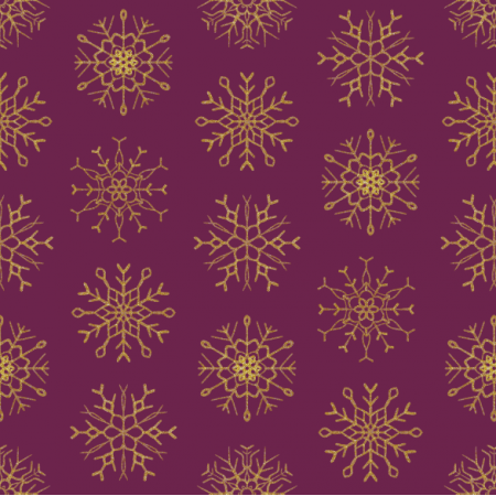 Tkanina 25646 | Złote Brokatowe płatki śniegu na burgundowym tle