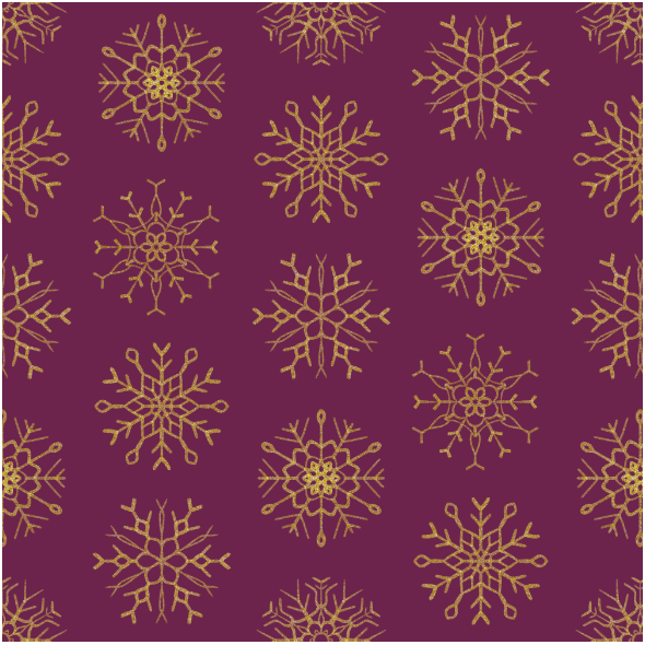 Fabric 25646 | Złote Brokatowe płatki śniegu na burgundowym tle