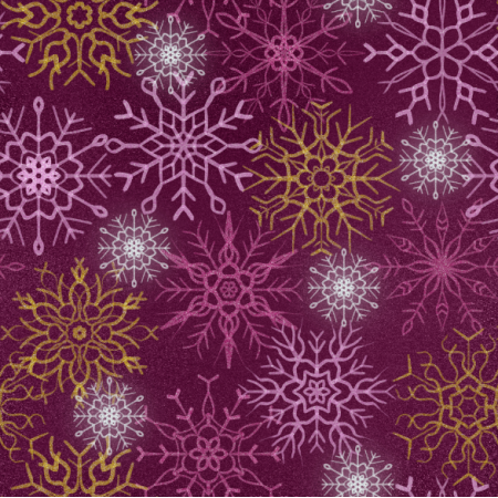 Tkanina 25647 | Brokatowe płatki śniegu na burgundowym tle
