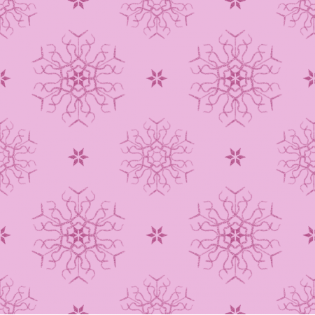 Tkanina 25649 | Ciemno-różowe Brokatowe płatki śniegu na różowym tle