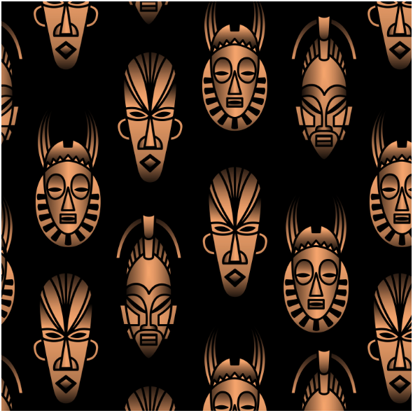 Tkanina 25711 | African masks black