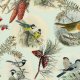 Tkanina 25712 | Leśne Ptaszki  - Aqua 