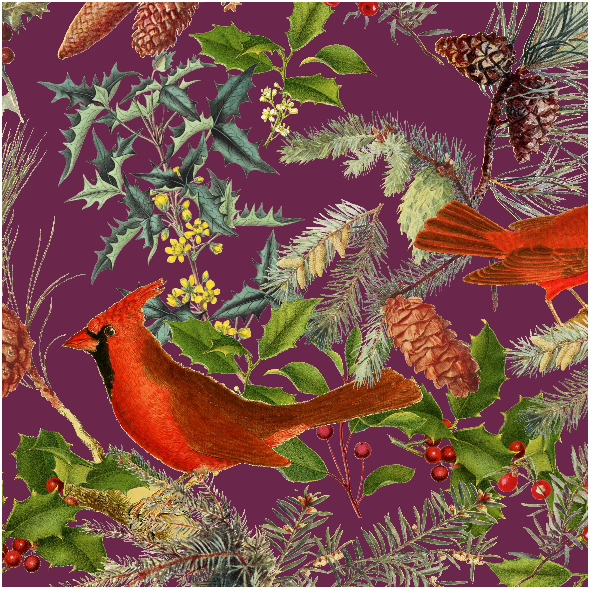 Fabric 25715 | CHRISTMAS BIRDS - PURPLE 