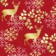 Tkanina 25807 | ZŁOTE JELENIE NA CZERWONYM TLE - CHRISTMAS RED PATTERN 