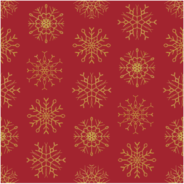 Tkanina 25808 | złote Brokatowe płatki śniegu na czerwonym tle