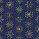 Fabric 25809 | złote Brokatowe płatki śniegu na granatowym tle
