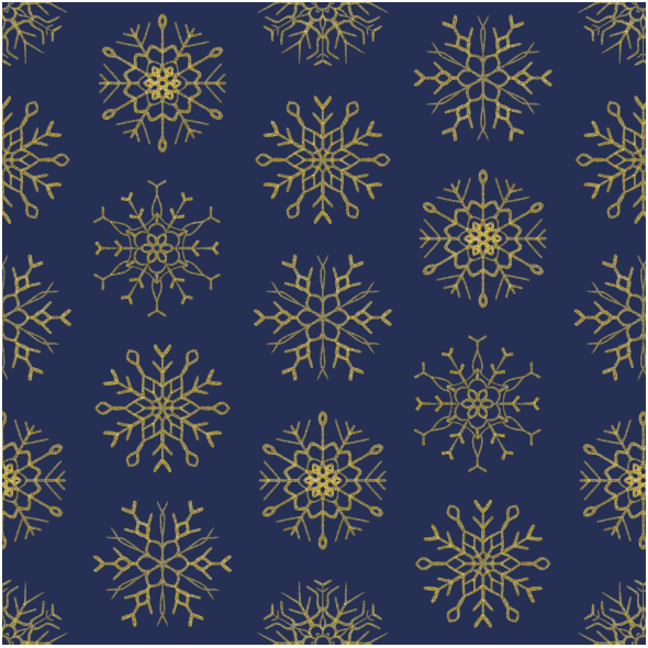 Fabric 25809 | złote Brokatowe płatki śniegu na granatowym tle