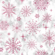 Tkanina 25811 | różowe brokatowe płatki śniegu na marmurowym tle