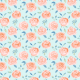 Fabric 26020 | pomarańczowe róże na niebieskim tle. akwarela