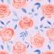 Fabric 26022 | KWIATOWY WZÓR, Czerwone róże na liliowym tle. Akwarela1