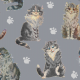Fabric 26043 | ULTIMATE GRAY CATS  / SZARE KOTY NA SZARYM TLE