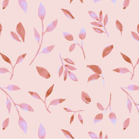 Fabric 26049 | Akwarelowe liście na łososiowym tle. 