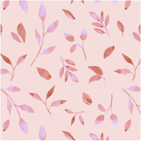 Fabric 26049 | Akwarelowe liście na łososiowym tle. 