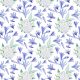 Tkanina 26325 | białe i niebieskie kwiaty akwarela0