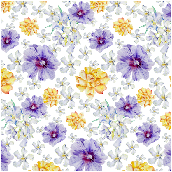 Fabric 26327 | żółty i niebieski kwiat. akwarela