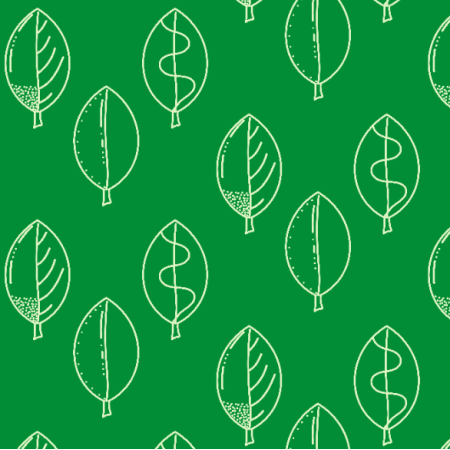 Tkanina 26491 | Liście doodle zielone