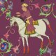 Tkanina 26630 | ORIENTALNY WZÓR Z KOŃMI NA BORDOWYM TLE
